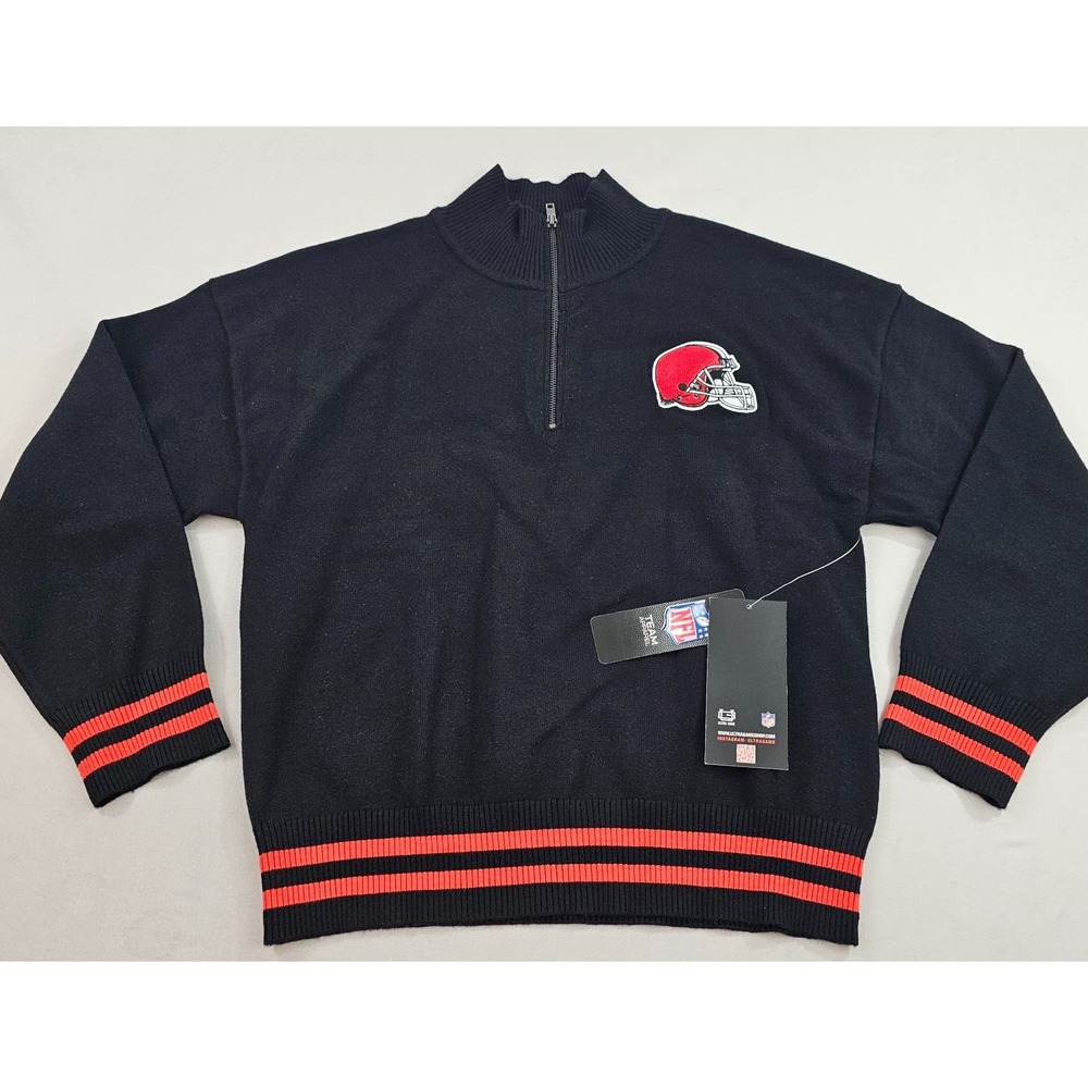 Ultra Game Cleveland Browns NFL Sweater Womens M Black Orange Zip QLLK664FCL-ZM